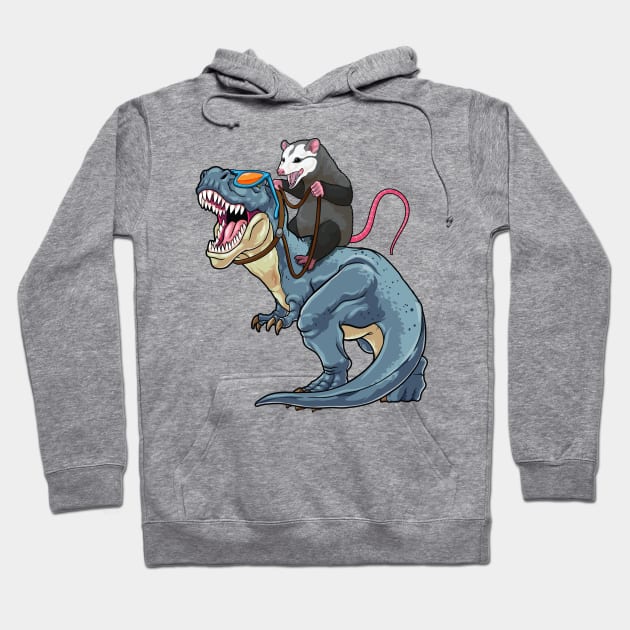 Opossum Outrider: Dino-Riding Daredevil Hoodie by GoshWow 